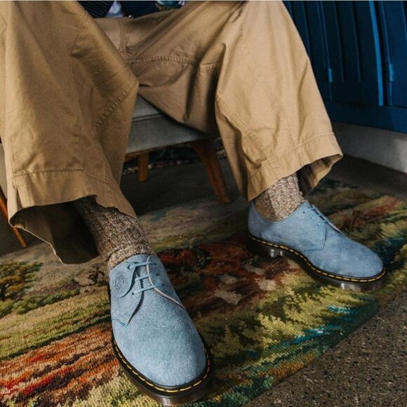 🩵NIB Dr. Martens Blue Made in England Savannah Nubuck Leather Oxfords Size 8 - Picture 16 of 16